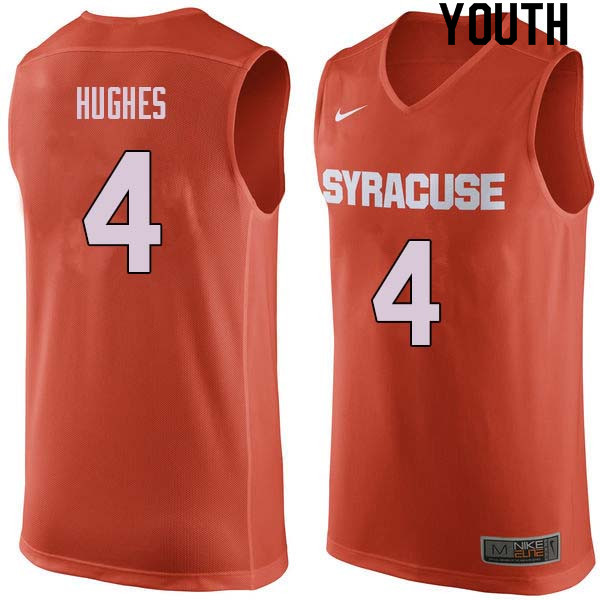 Youth #4 Elijah Hughes Syracuse Orange College Basketball Jerseys Sale-Orange